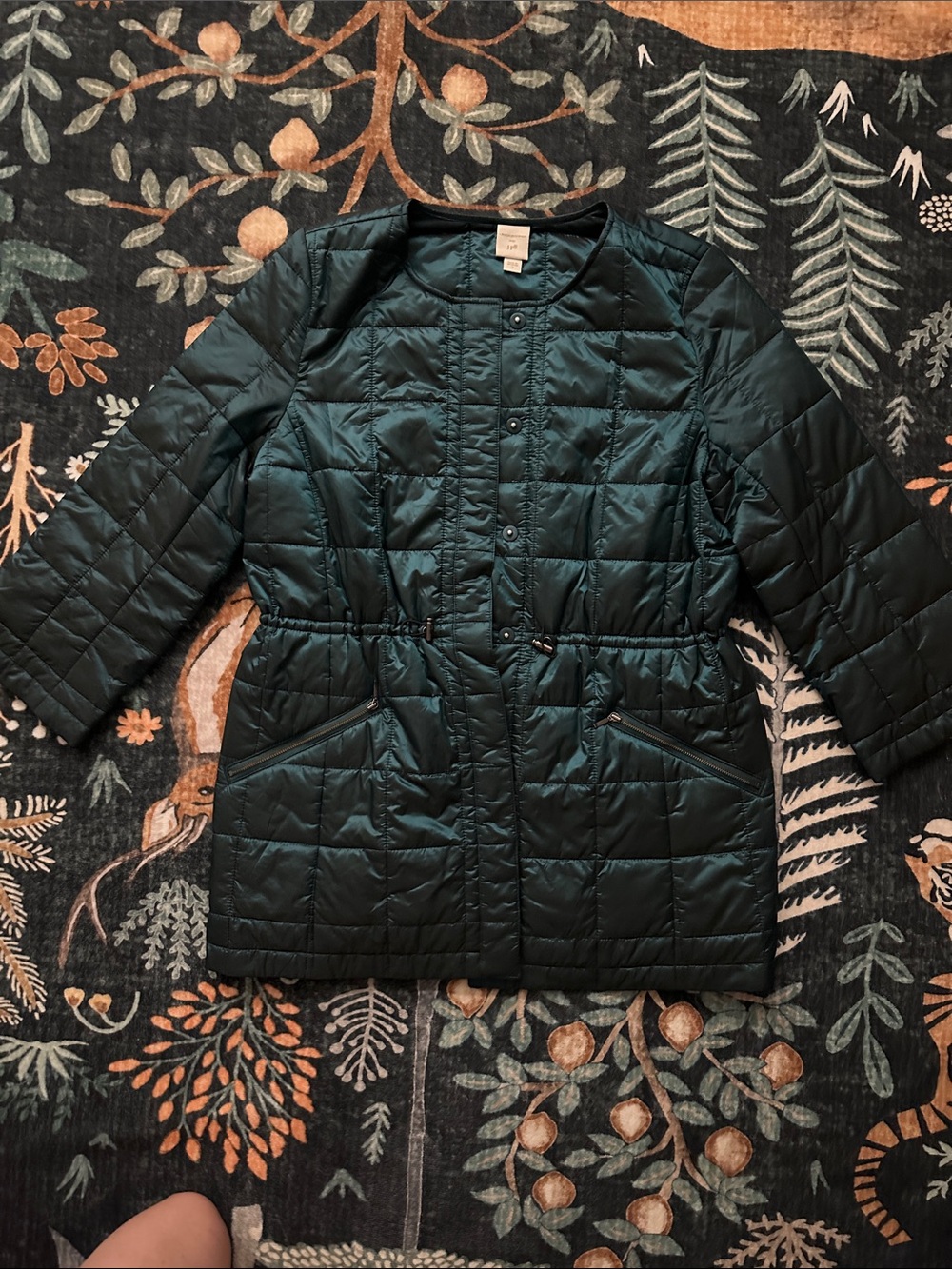 Quilted Longline Jacket - Dark Green